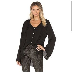 Show Me Your Mumu Black Long Sleeve Tie Blouse sz S